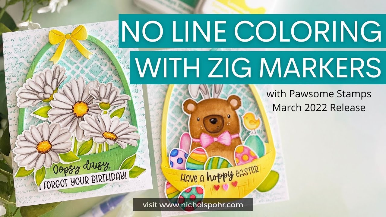No Line Coloring with Zig Markers (Pawsome Stamps)