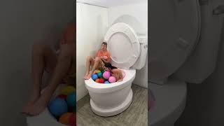 I SCARED my SLEEPING BOYFRIEND and he FELL into Worlds Largest Toilet with BABY #shorts