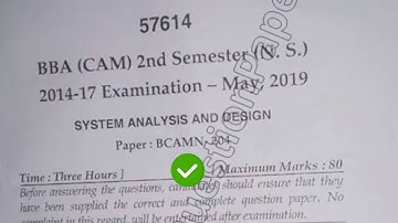 2019 Mdu BBA CAM 2nd Sem System Analysis & Design Question Paper