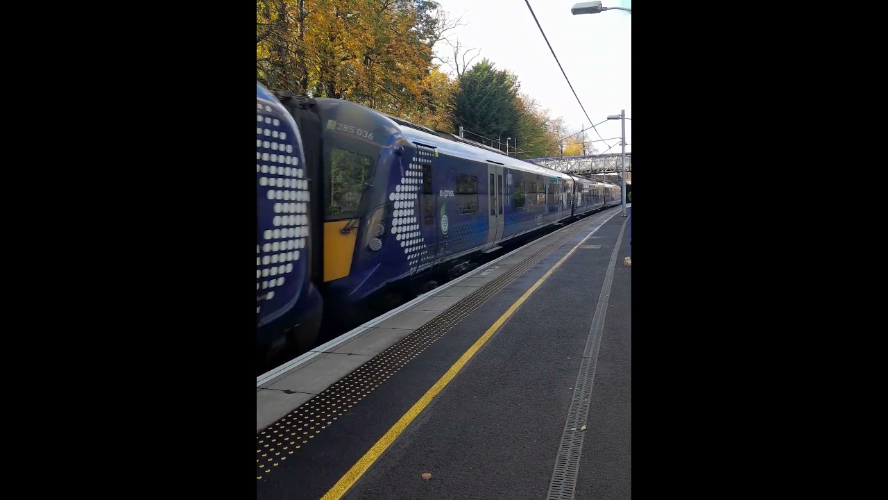 Scotrail 6 car Class 385034 & 385036 departing Cambuslang station on 2B76 to Lanark