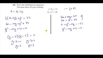 0580/42/M/J/22 (IGCSE), Paper 42, Q8(d), Quadratic Simultaneous Equations