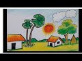 How to draw  morning village || Beautiful nature drawing step by step .
