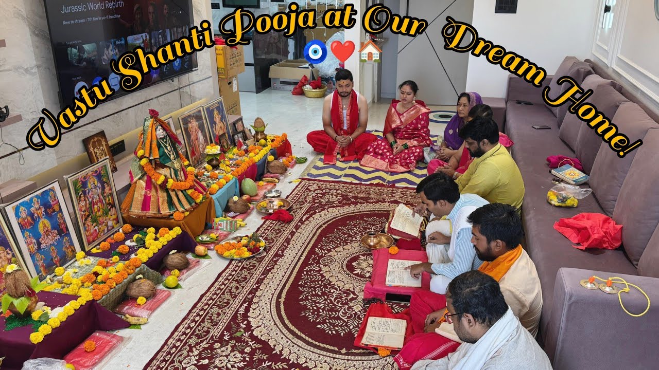 Vastu Shanti Puja at Our Dream Home!🏠🧿❤️| Nav Chandi puja🪷| home tour| Satyanarayana puja🪷| 