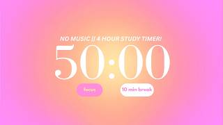 4 Hour Pink Aura Study Timer || Pomodoro Technique, No Music💖