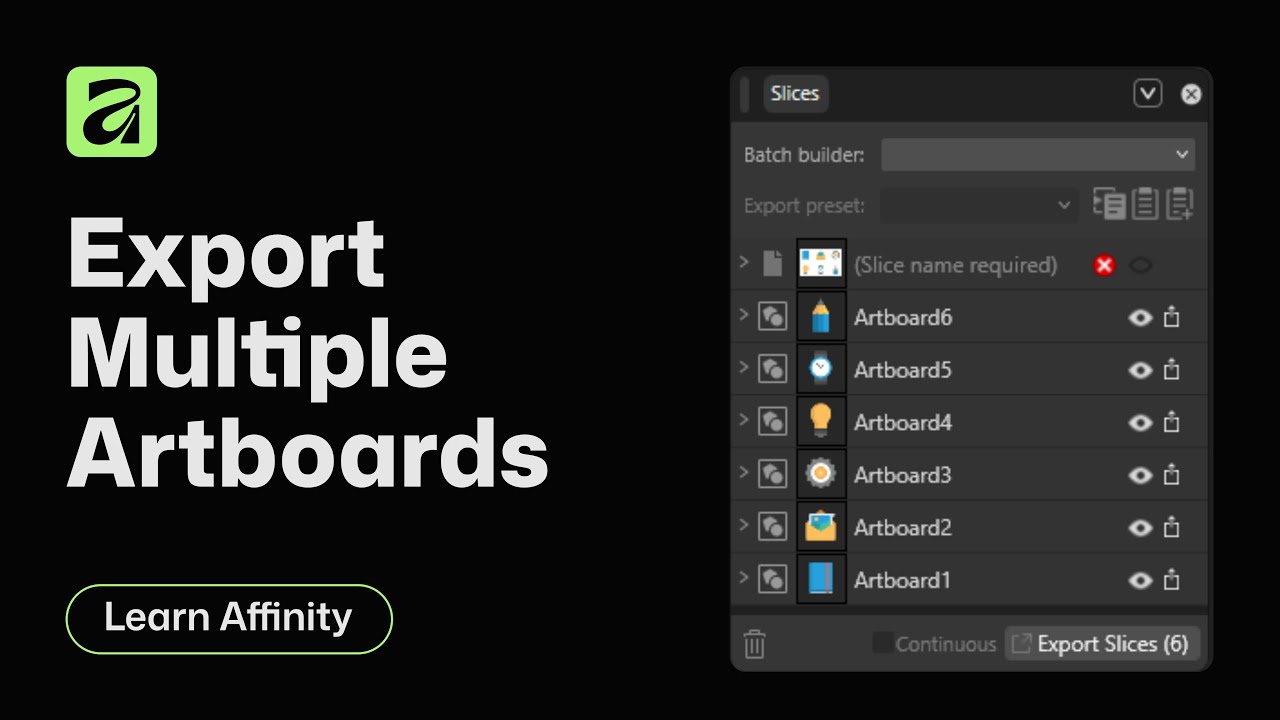 How to Export Multiple Artboards in Affinity - YouTube