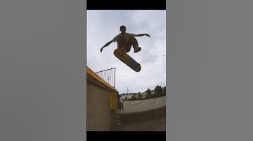 Mack with a beautiful varial flip off this old crusty loading dock! #skateboarding #skate #kickflip
