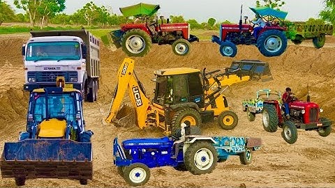 JCB 3dx Backhoe Loading Mud in Mahindra 475 JCB khudai work JCB loading mud #jcb #jcbvideo #farming