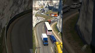 bus on dangerous mountain road  #automobile #dangerousdriving #bus #dangerousdriver