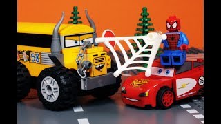 Lego Cars 3 Movie Miss Fritter Vs Lightning Mcqueen Toys Play Video Game Spider-Man Arcade 10 Min