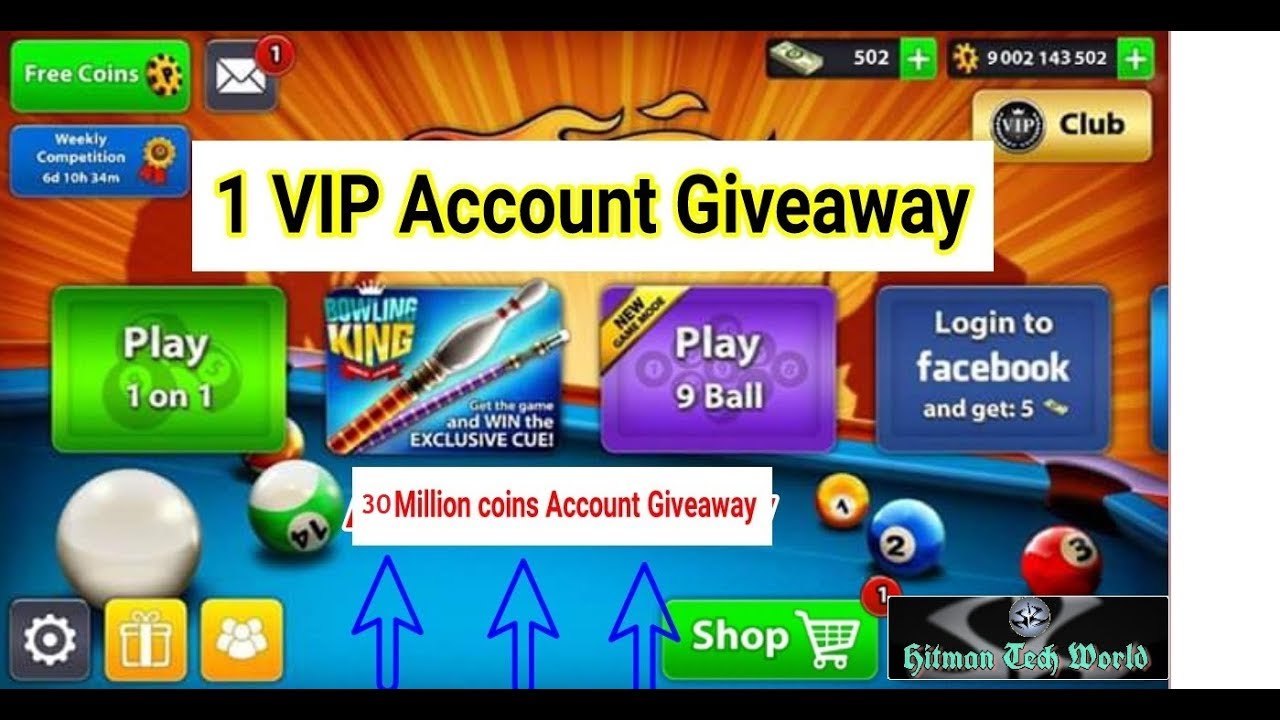 8 BALL POOL VIP ACCOUNT GIVE AWAY| 22 M COINS ACCOUNT GIVE AWAY | RESULTS  ANNOUNCEMENT WILL BE ON 1 - 