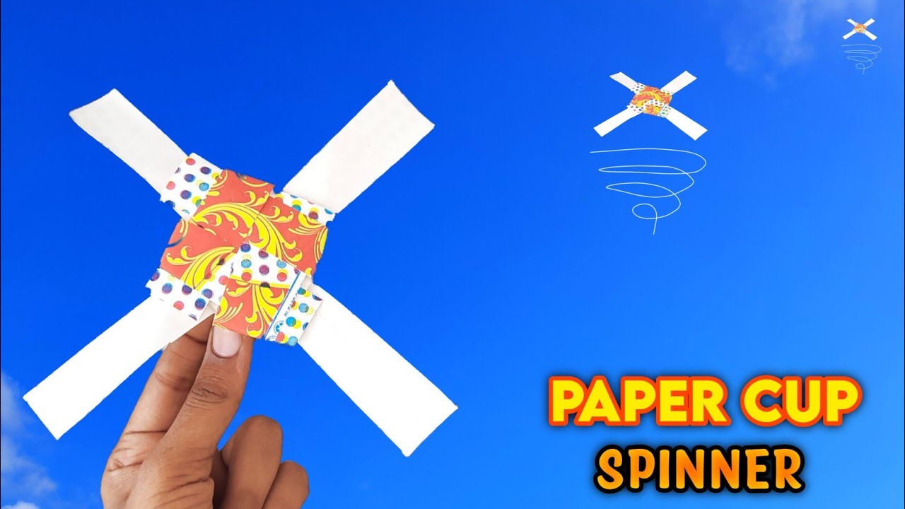 how to make paper cup spinner , easy paper Flying toy , how tonmake flying helicopter ,Paper cup