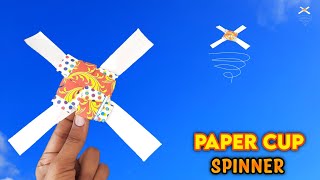 how to make paper cup spinner , easy paper Flying toy , how tonmake flying helicopter ,Paper cup toy