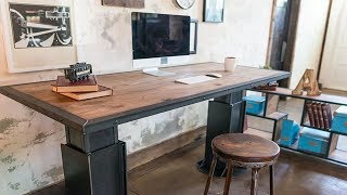 XDesk Vintage a range of desks with lifting system and integrated connection ports.