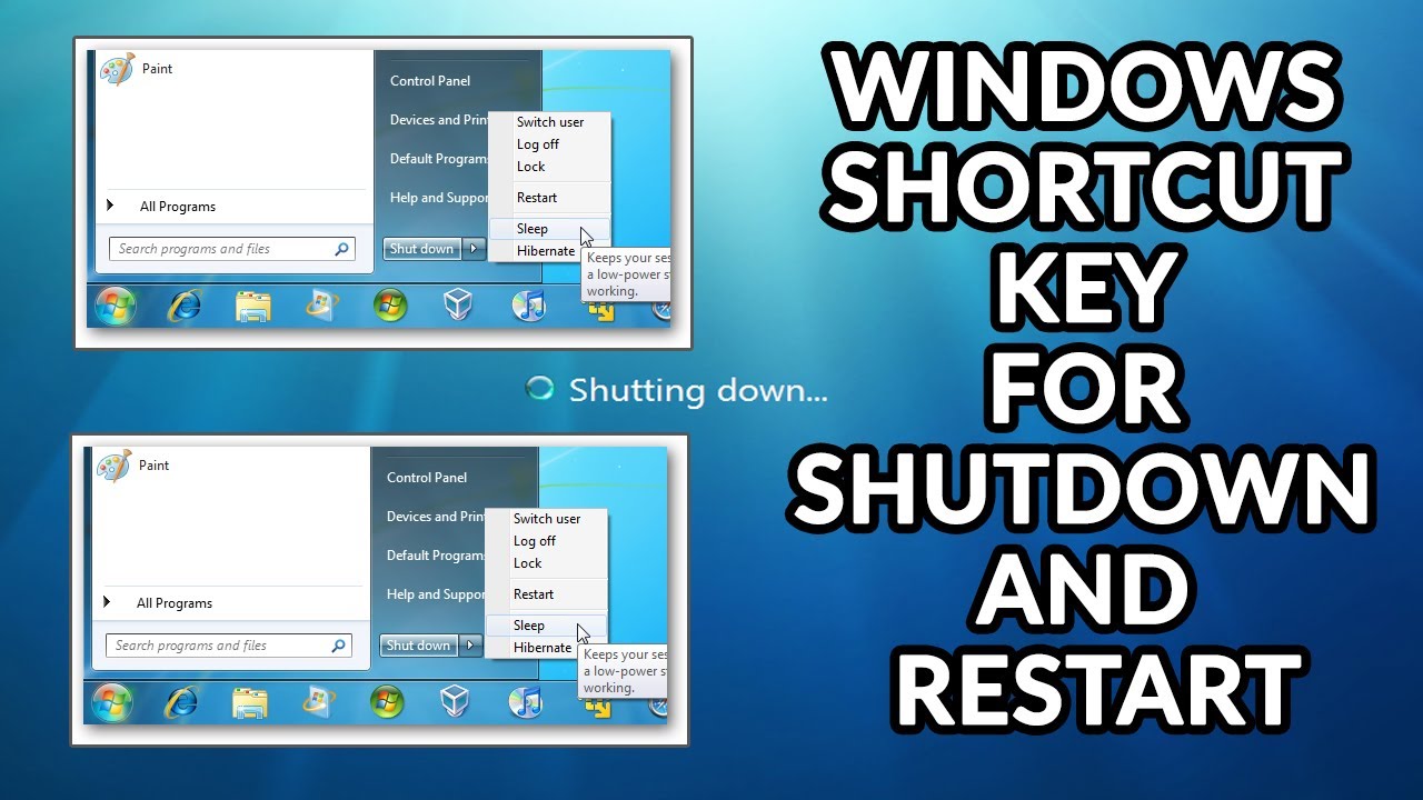 SHUTDOWN RESTART SHORTCUT KEY FOR WINDOWS YouTube