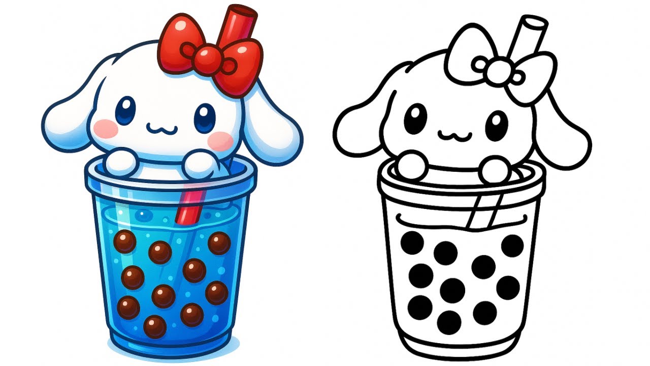 Рисунок шариков чая с корицей и пузырчатым роллом в стиле Hello Kitty 💖Милый шарик чая с корицей ...