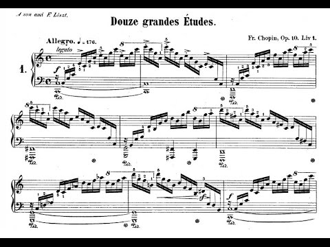 Chopin - Pollini performs 12 Etudes for piano, Op. 10; complete with sheet music