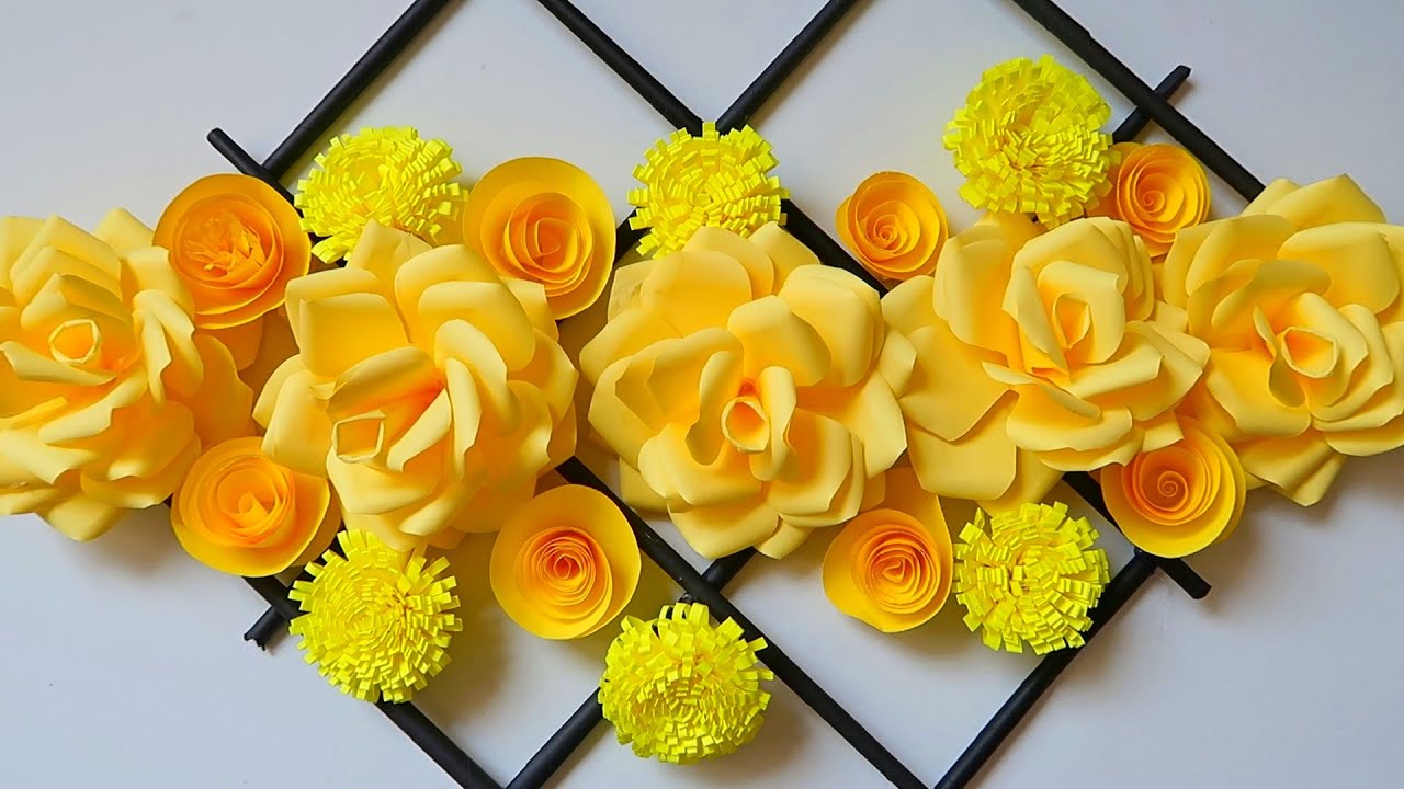 Paper Flower Wall Decoration. Easy Wall Decoration Ideas. Paper Flower