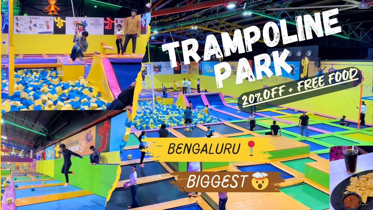 Biggest Trampoline park Bengaluru🫨 Unlimited fun & Free food 😍 | discount offers at skyjuper