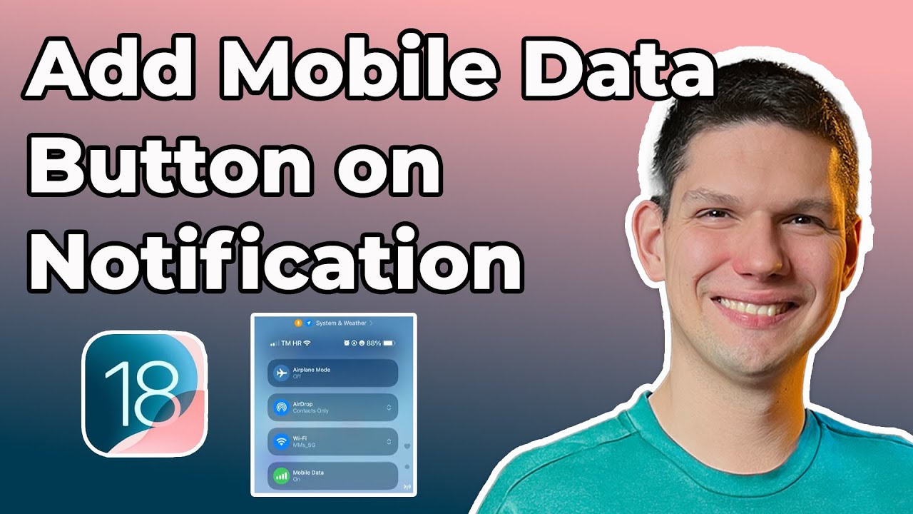 How To Add Mobile Data Button On Notification Panel iOS 18 - YouTube