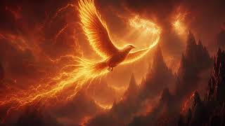 Fiery Golden Phoenix Flying Volcano Seamless Loop 4K No Copyright