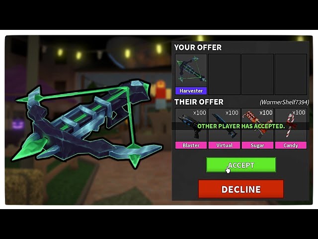 Bengi on X: Trading all my godlies below for harvester vv (its a fair  offer) #Mm2trades #mm2giveaway #mm2trading my offer for harvester  (candleflame , chroma dark bringer , orange seer , and