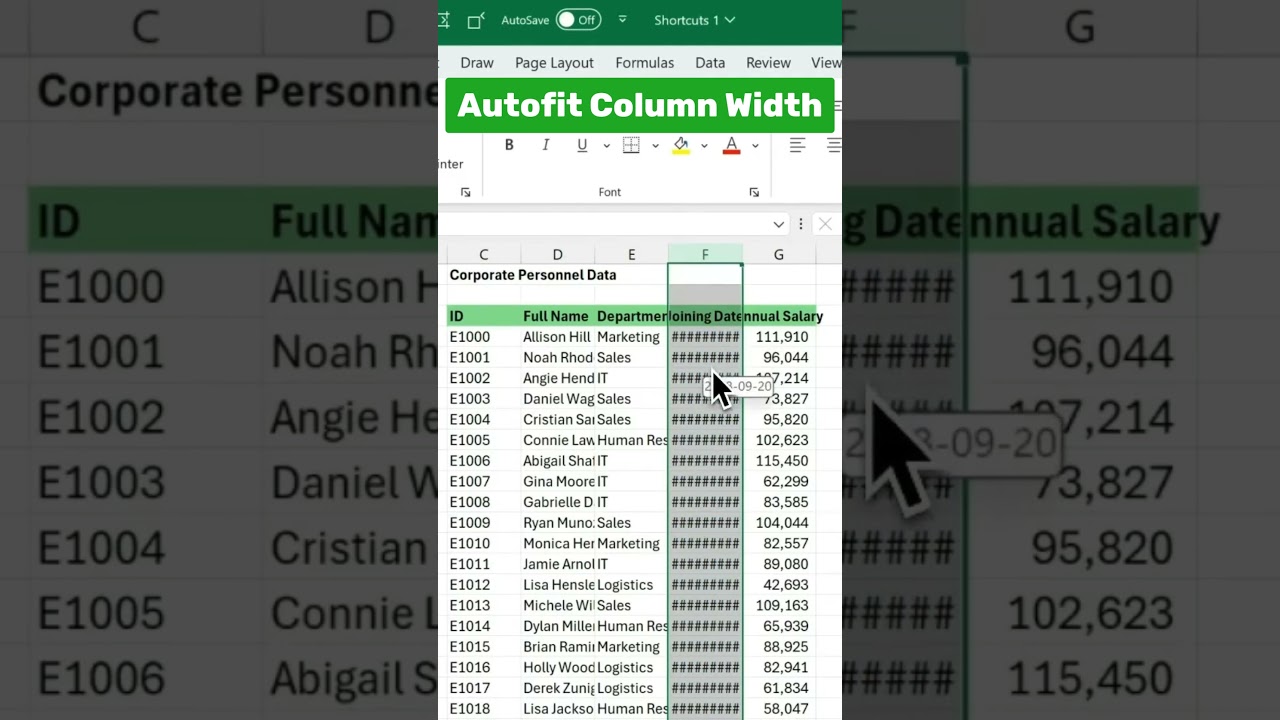 EXCEL Just Got Easier with This Auto Fit Column Width Shortcut!