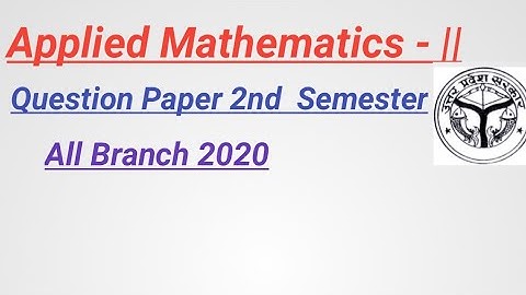 Applied Mathematics- || Question Papers 2nd Semester 2020 Diploma/ Polytechnic