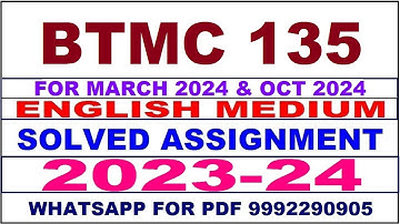 btmc 135 solved assignment 2023-24 | btmc 135 solved assignment in english 2024 | btmc 135 2024