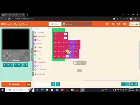 how to add sub mul div on microsoft makecode arcade