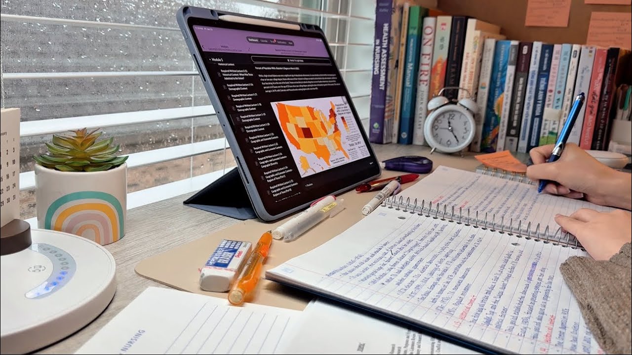 1 HOUR TAKING NOTE | Study with me on a rainy day | ASMR, no BGM, rain sounds 🌧️