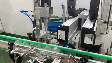 Automatic reed diffuser filling capping and labeling machine.