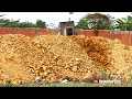 Amazing Power Komatsu D41P Bulldozer Pushing Soil | Hyundai 24-Ton Dump Trucks Landfill Work