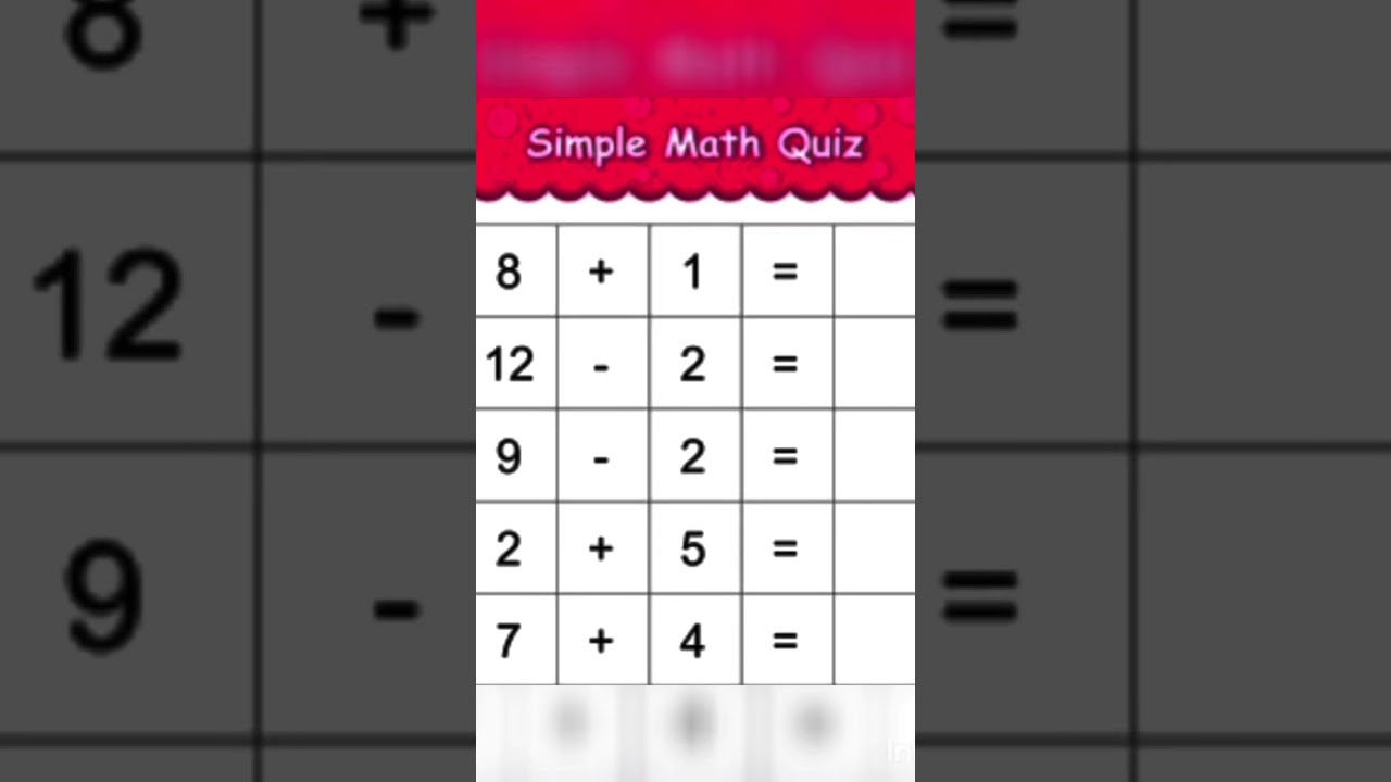 simple maths quize