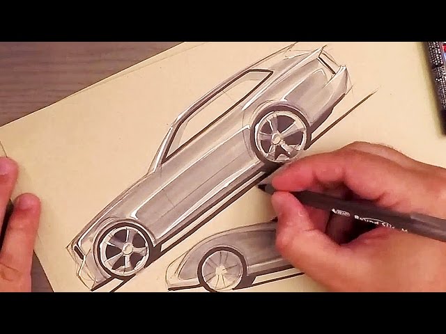 Pen and Markers Car Sketching Tutorial - Car Body Design