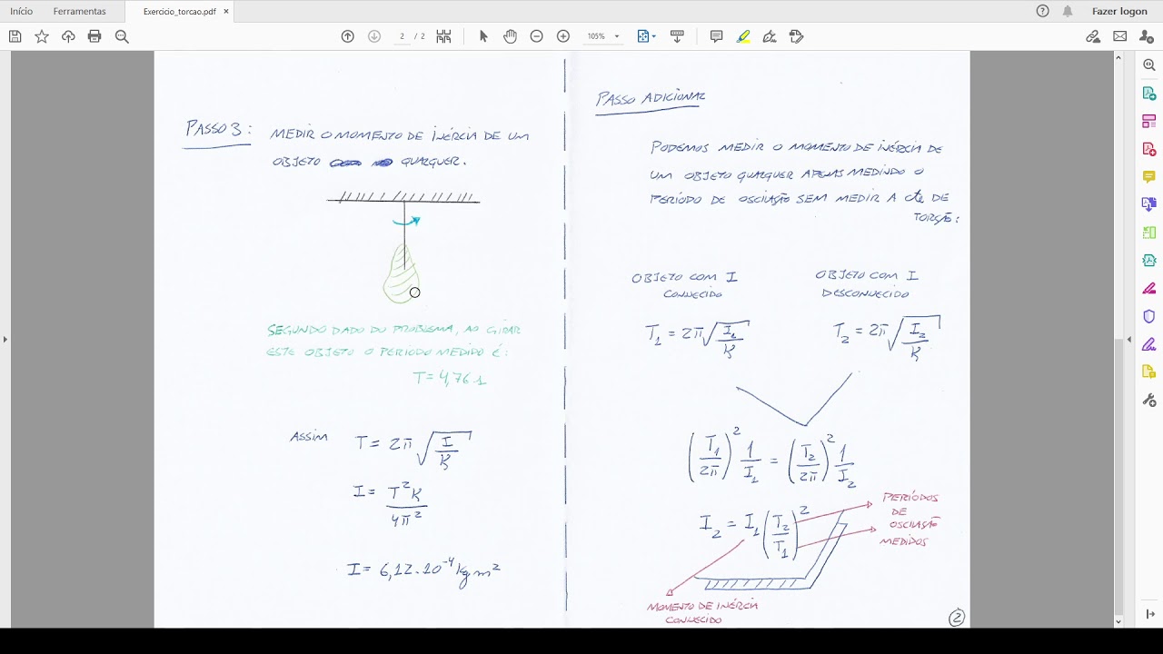 Pêndulo de torção - exercício