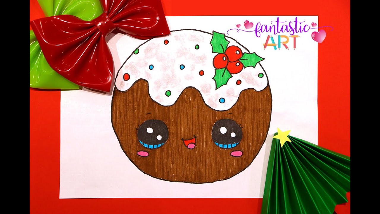 Como desenhar Biscoito de Natal Kawaii