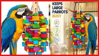 Durable 20-Inch XL Parrot Toy for Large Birds - Natural Wood Chew Foraging Fun