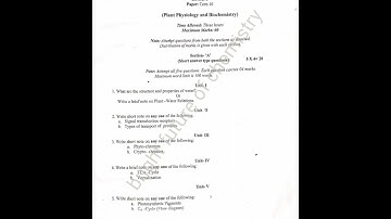 plant physiology and biochemistry msc 3 sem pervious year paper 2022 of botany