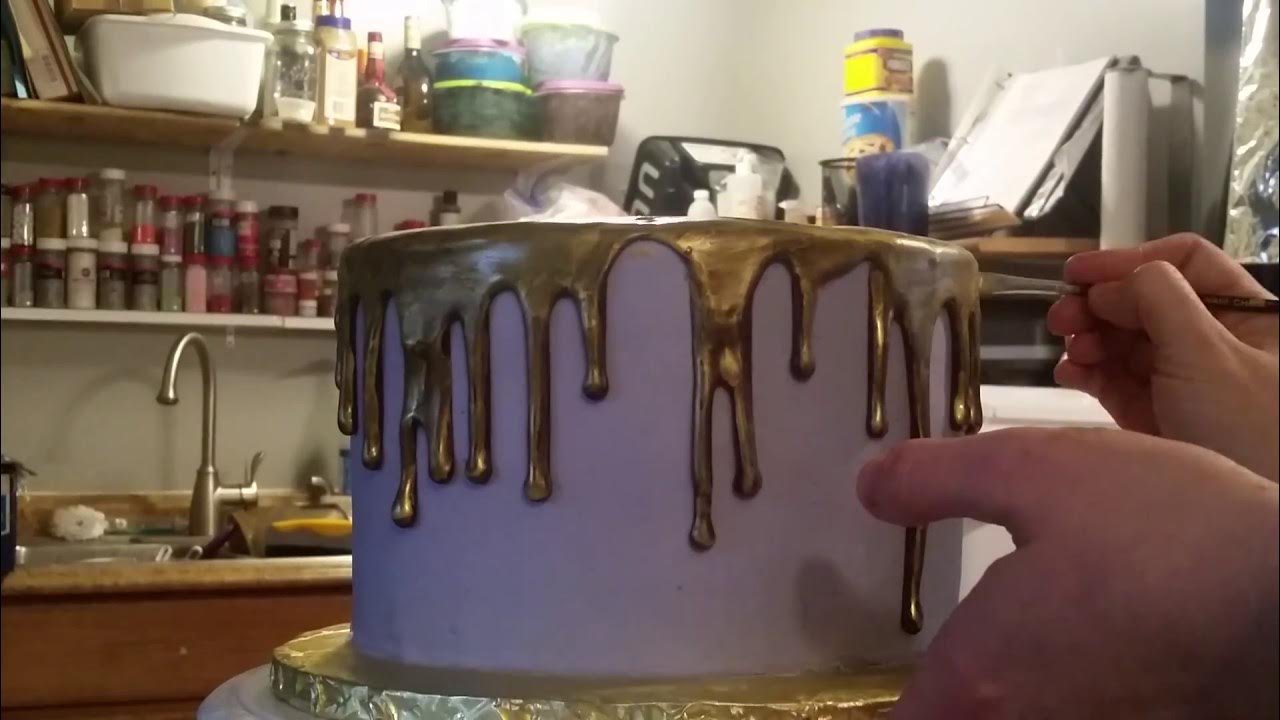 How to Paint Gold Drip Cake BellaRoca Cakes YouTube