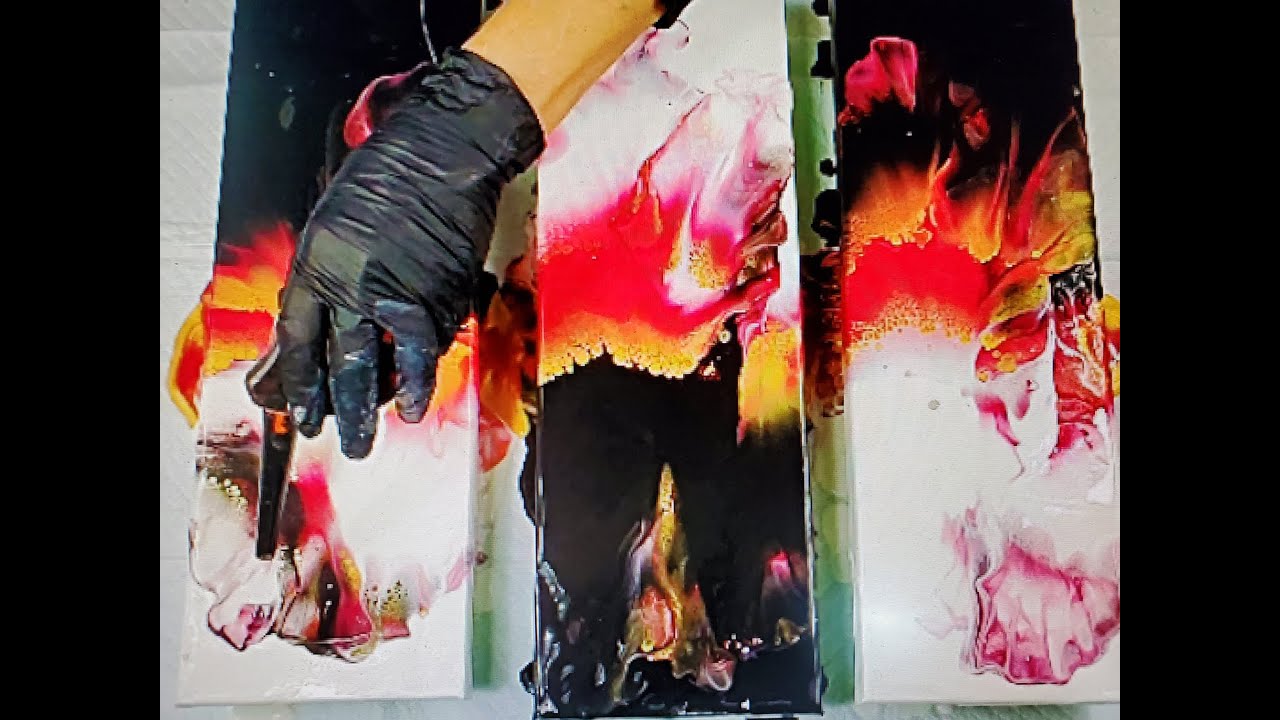 (402) Dutch Pour Split Canvas Triptych Acrylic Pour Painting and What ...