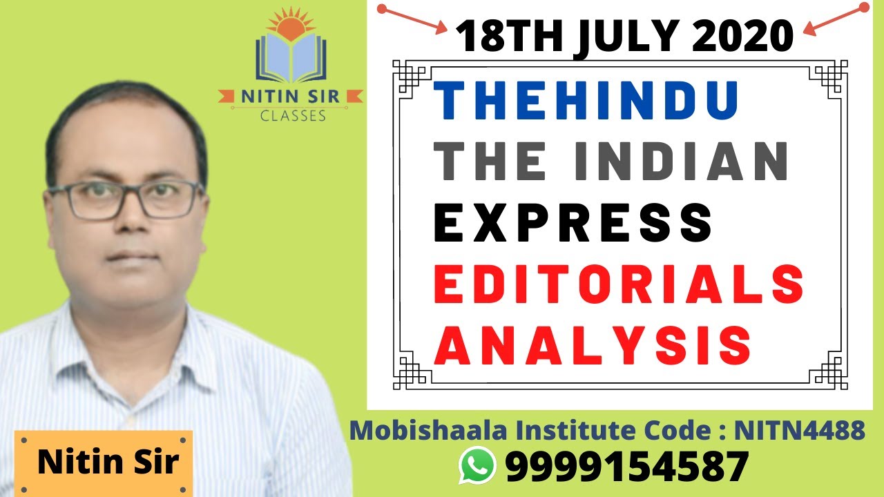 18th July The Hindu & The Indian Express Editorial Analysis By Nitin ...