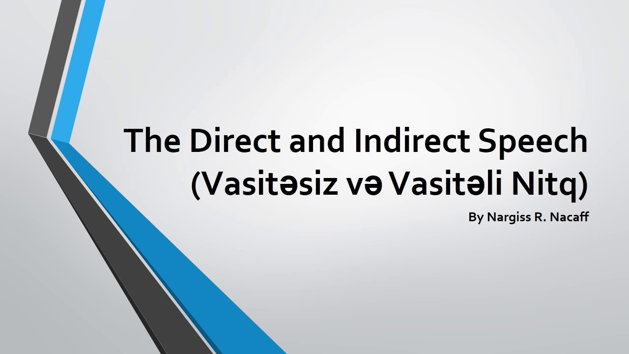 The Direct and Indirect Speech Vasitəsiz və Vasitəli Nitq (izah+test)