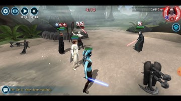 [3v3] Padme/Aayla/Gideon nuke vs. omicron Traya/Sion/Nihilus (tank revive): 2 banners