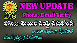 EPFO New update 2022 || Phone Number and E mail verify process in telugu