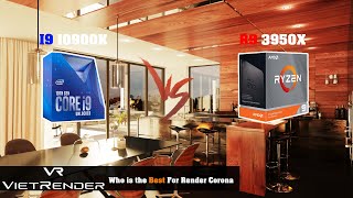 Corona 2 0 Render Time Exterior Intel Core I9 10900K vs AMD Ryzen 9 3950X