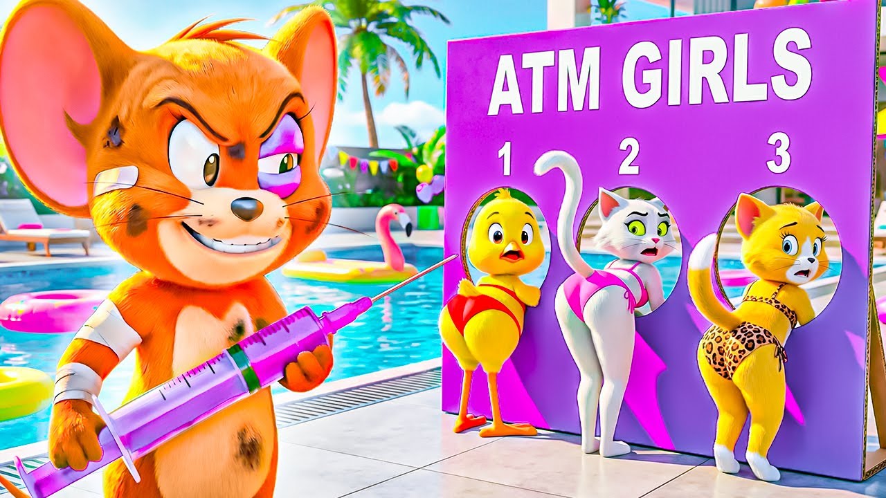 البطل جيري ينقذ الموقف! | Hero Jerry to the Rescue! Tom Trapped in ATM Girls!