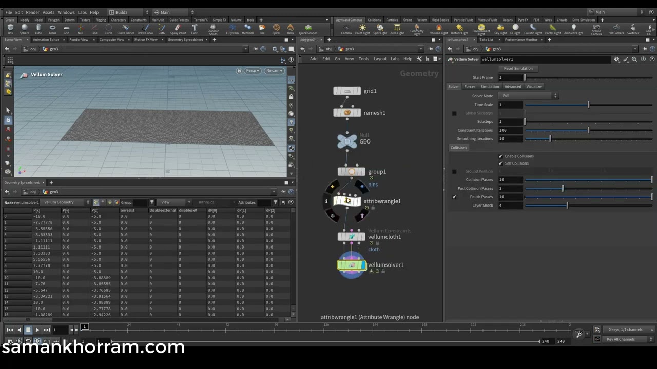 Houdini: Tutorial how to setup static and dynamic pin animation in vellum.