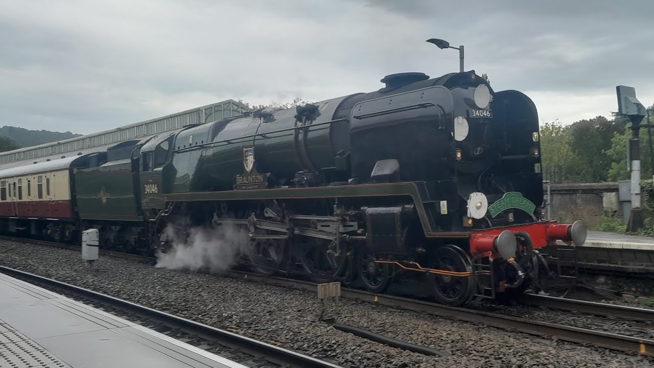 Braunton 34046 departs Bath Spa working the Steam Dreams empty stock to ...