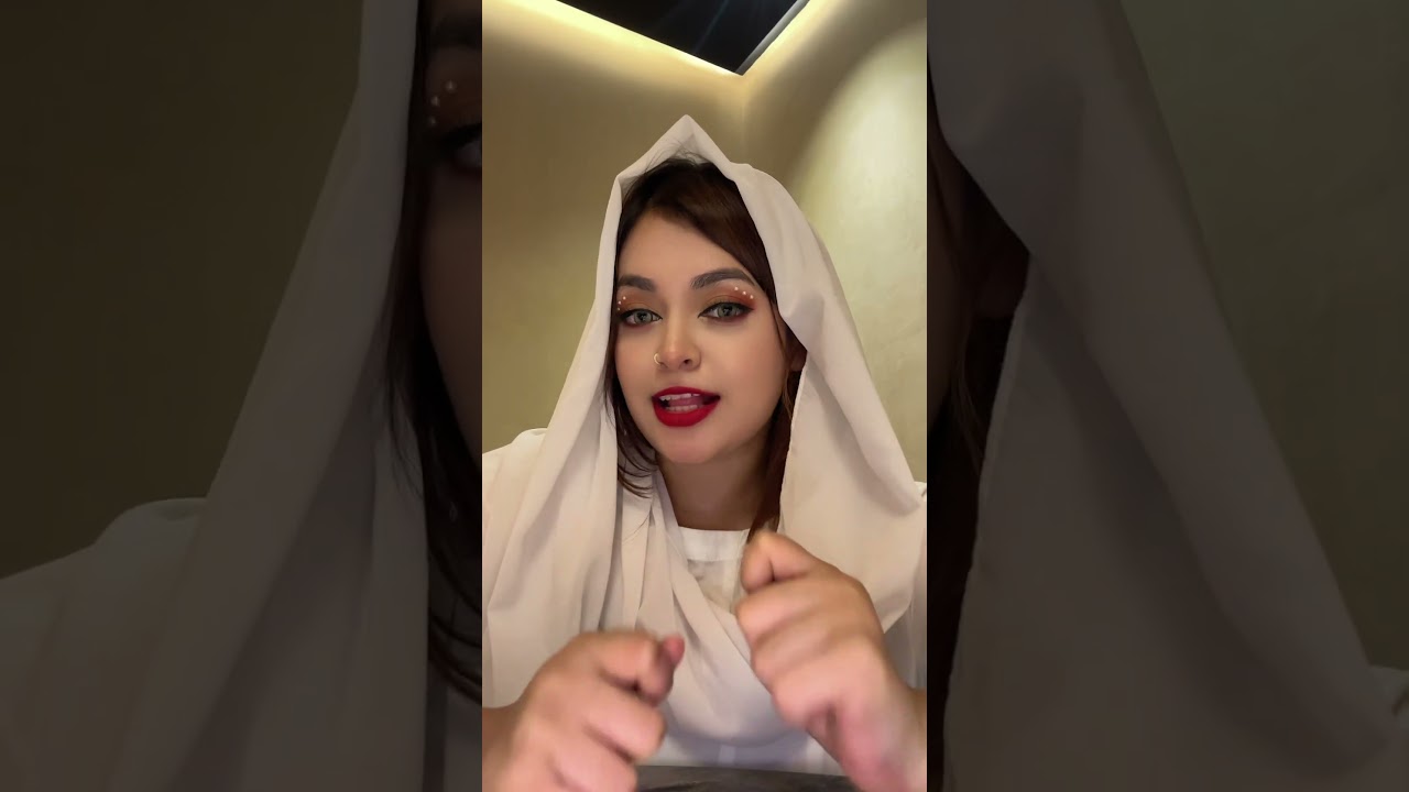 Damian Grrr Trend TikTok in Hijab, Arab Girl makeup TikTok hijabi girl Red lips glam Makeup Trend