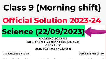 class 9 science mid term paper solution 2023-24 | morning shift science answer key | 22/09/2023